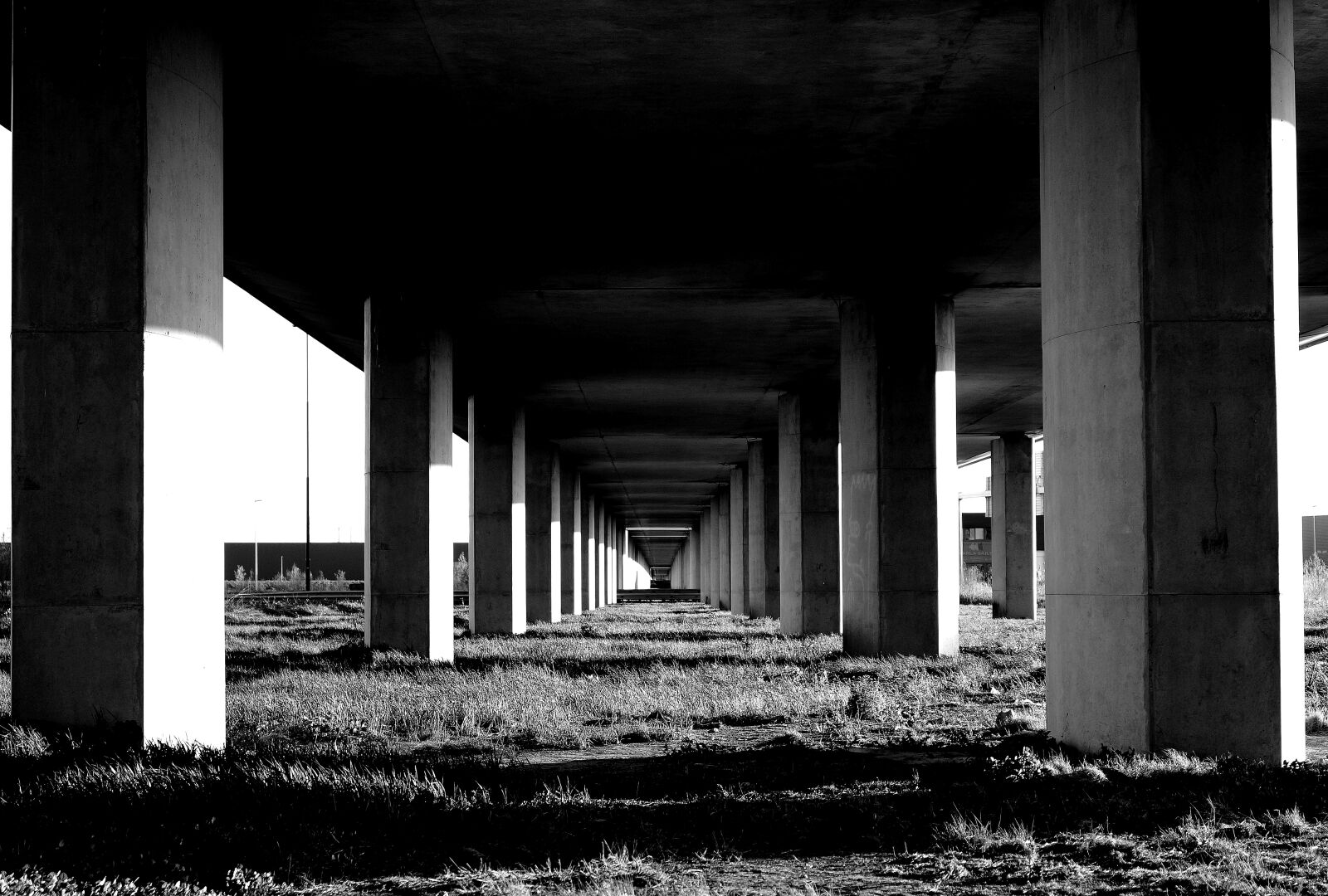 Sony DT 18-55mm F3.5-5.6 SAM II sample photo. Bridge, column, monochrome photography