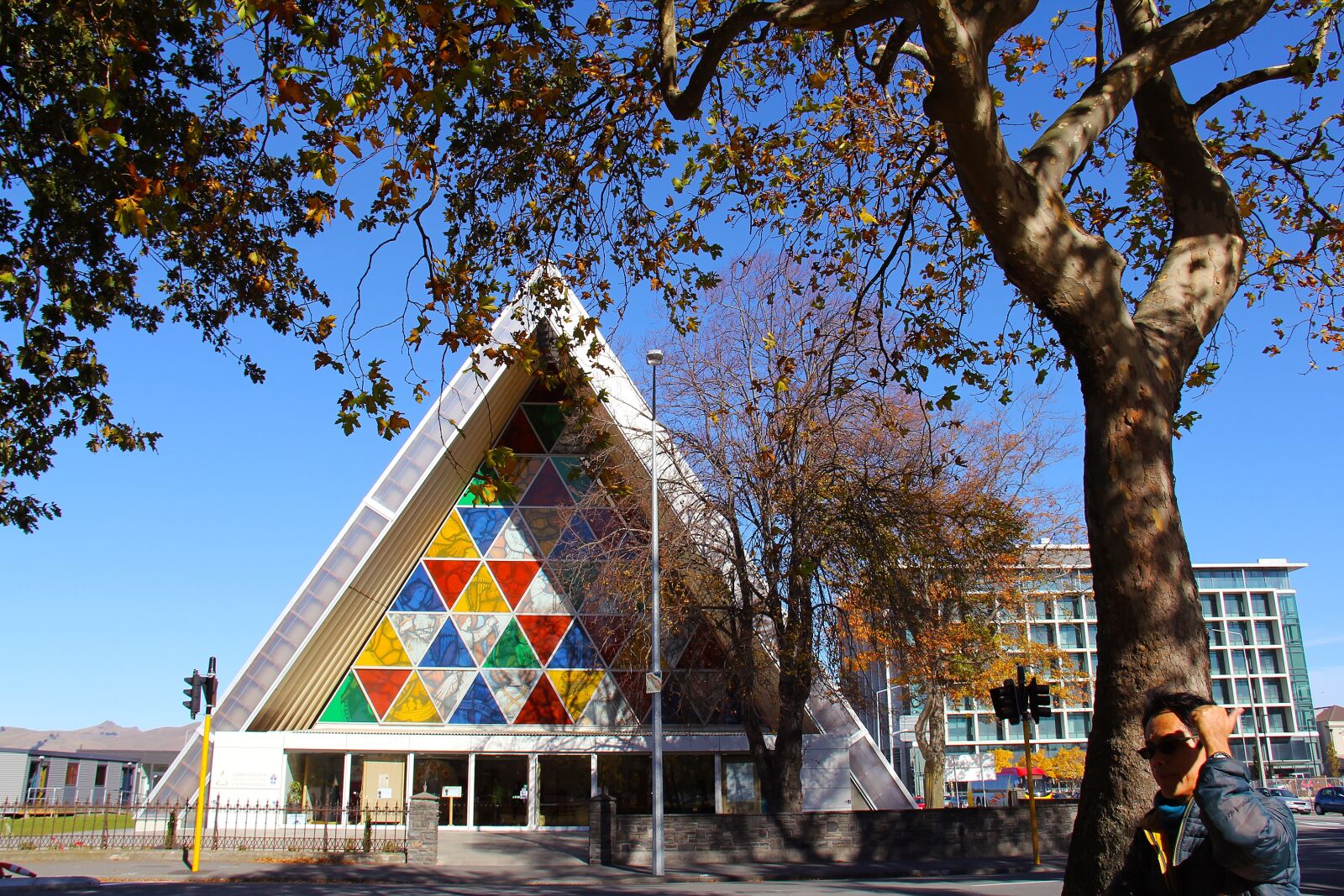 Canon EF-S 18-200mm F3.5-5.6 IS sample photo. Cardboard cathedral, city, autumn photography