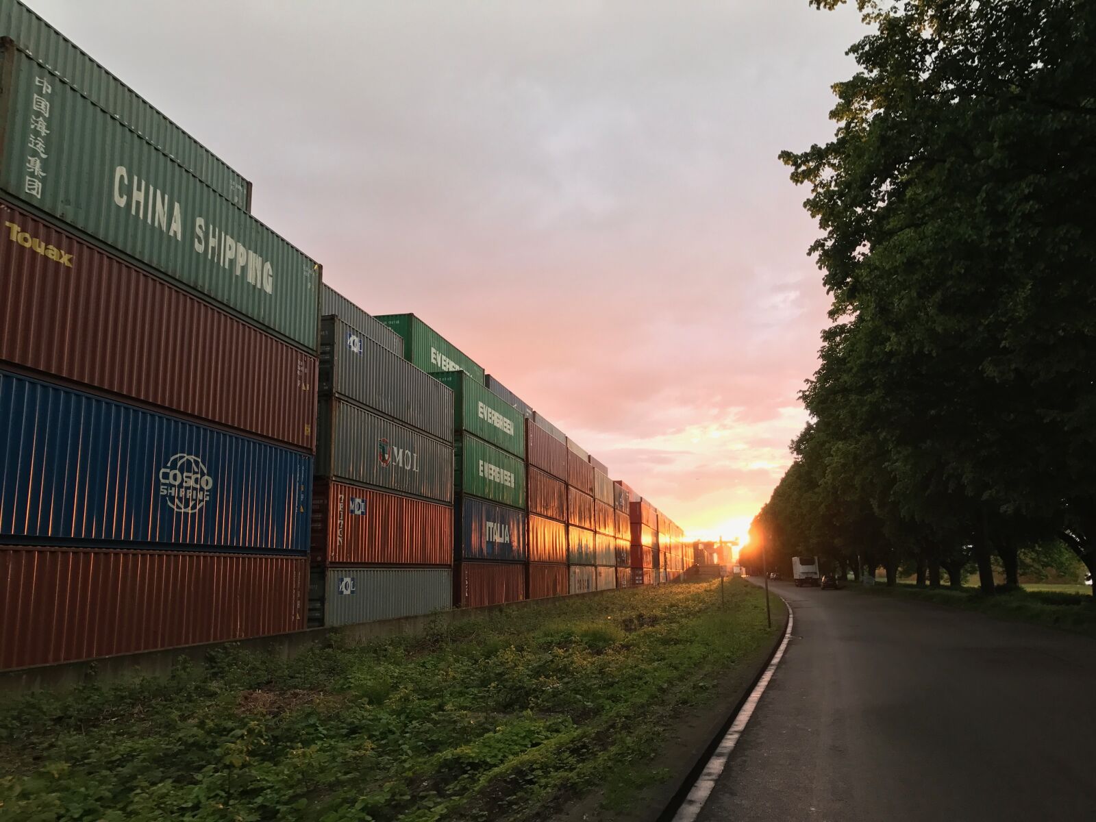 Apple iPhone 7 sample photo. Container, sun, industry photography