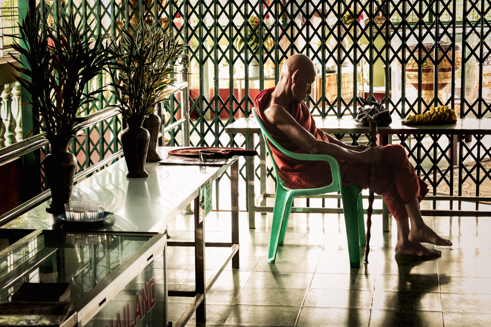 Canon EF-S 18-55mm F3.5-5.6 IS sample photo. Resting monk - yangon photography