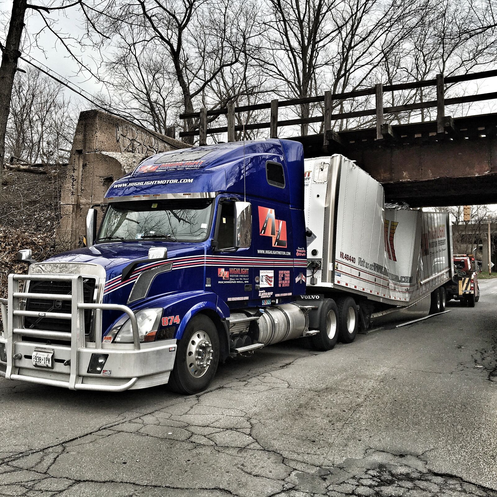 Apple iPhone 6s sample photo. Accident, truck, bridge photography