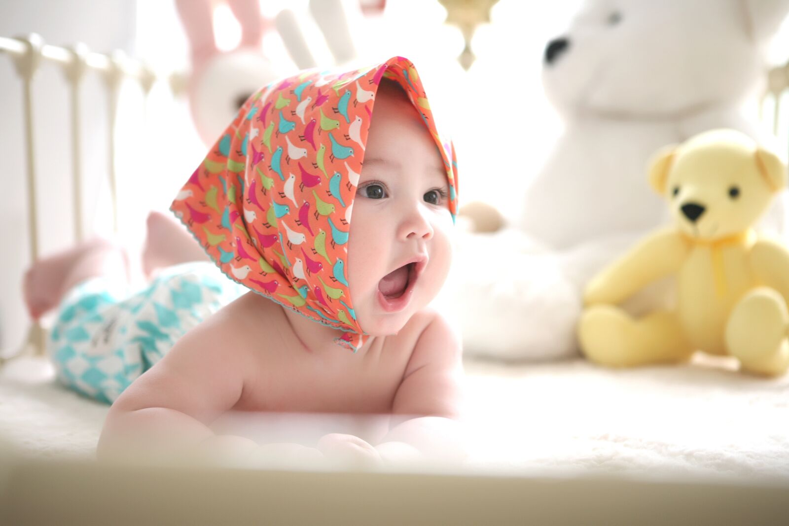 Canon EOS 5D sample photo. Baby, bed, doll photography