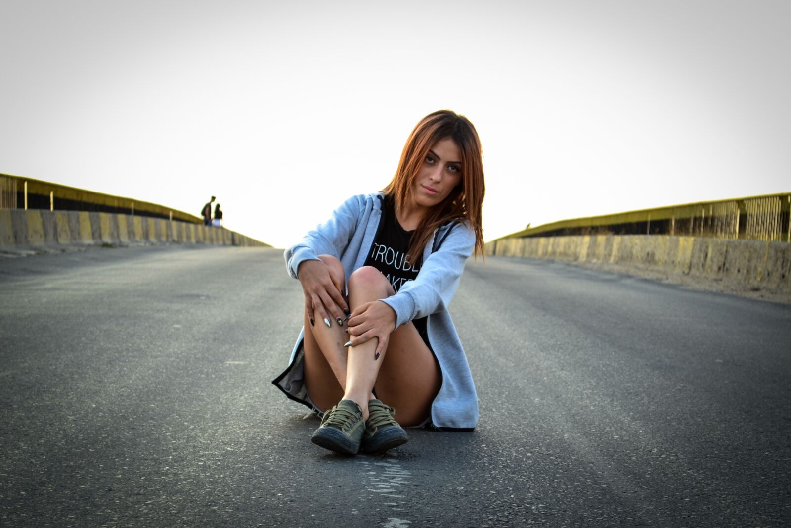 Nikon D3100 sample photo. Girl, bridge, highway photography