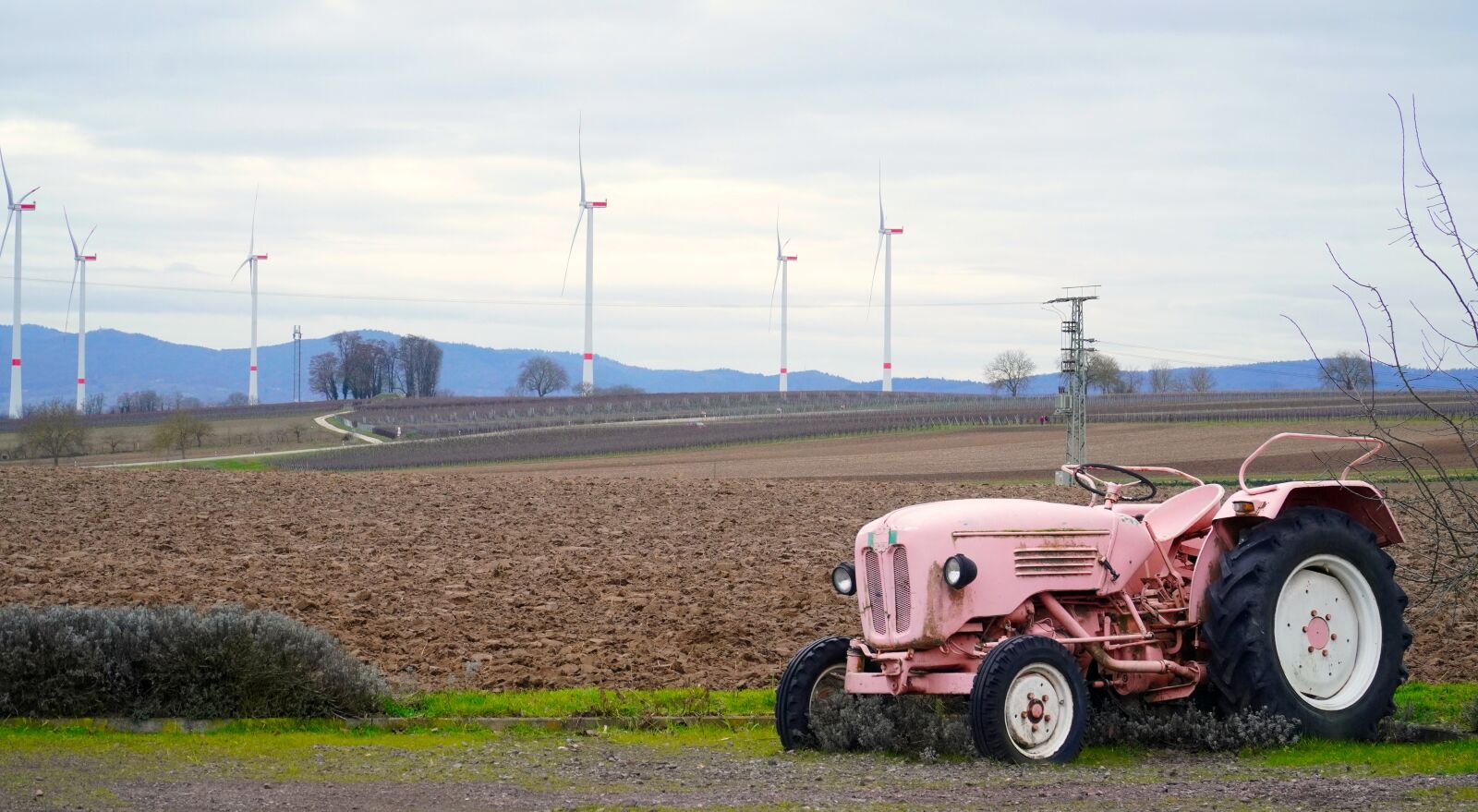 Sony E PZ 18-105mm F4 G OSS sample photo. Tractor, pink, farm photography