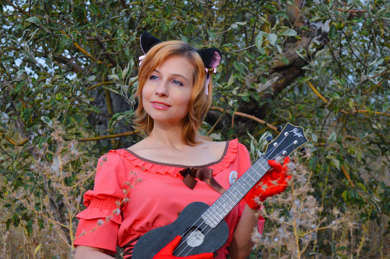 Nikon D3200 sample photo. Woman, cosplay, ukulele photography