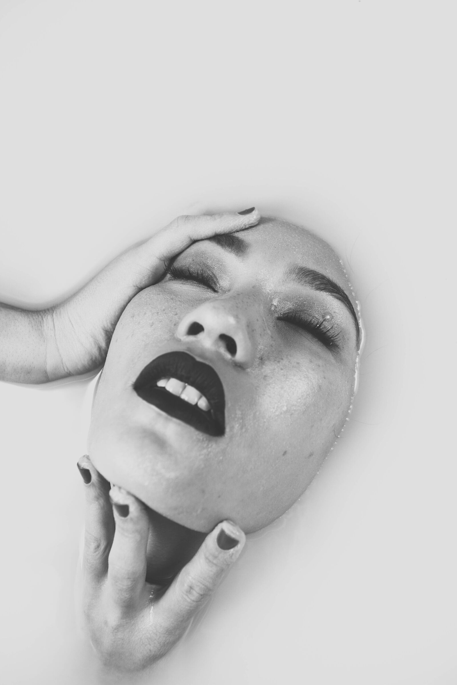Canon EOS 5D Mark II sample photo. Model, milk bath, skincare photography