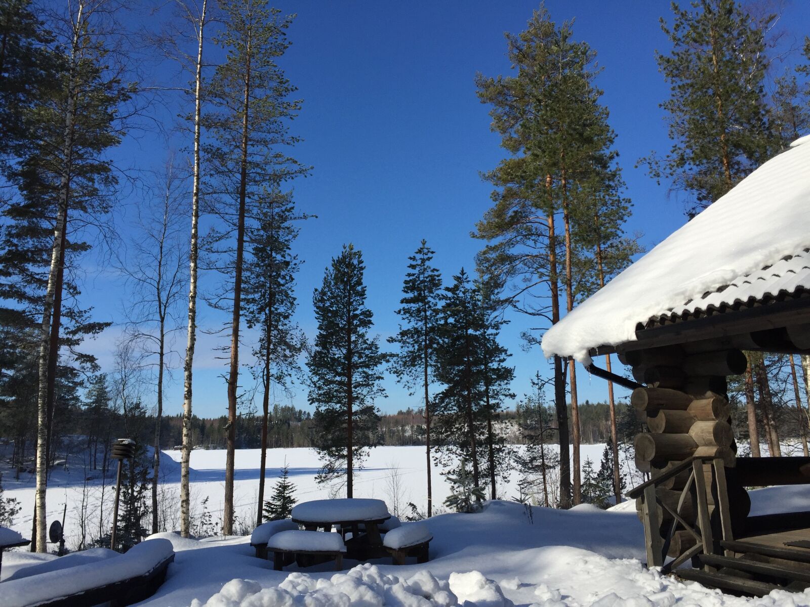 Apple iPhone 6 sample photo. Log cabin, finland, snow photography
