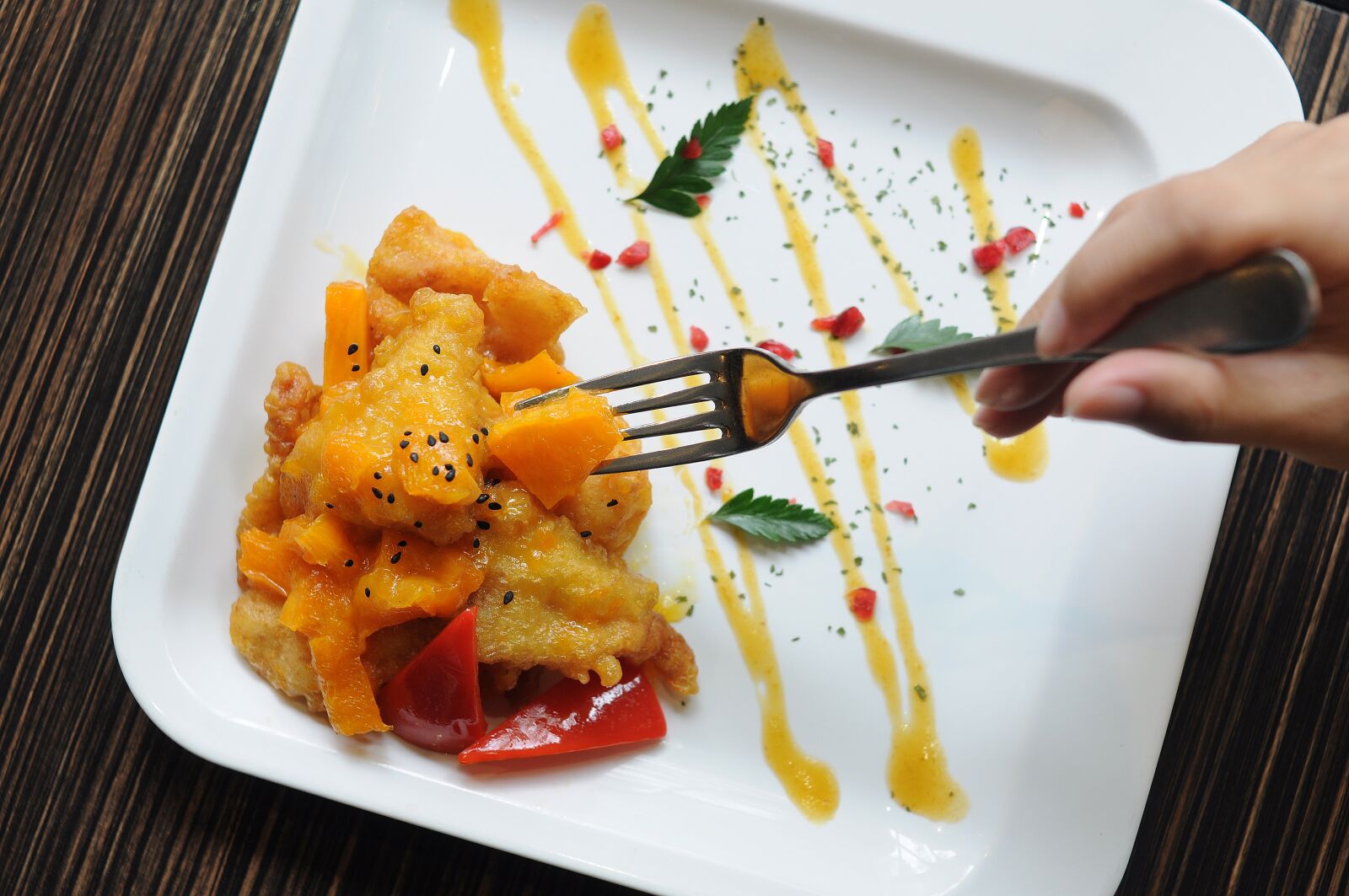 Nikon D90 sample photo. Orange juice slipped fillets photography