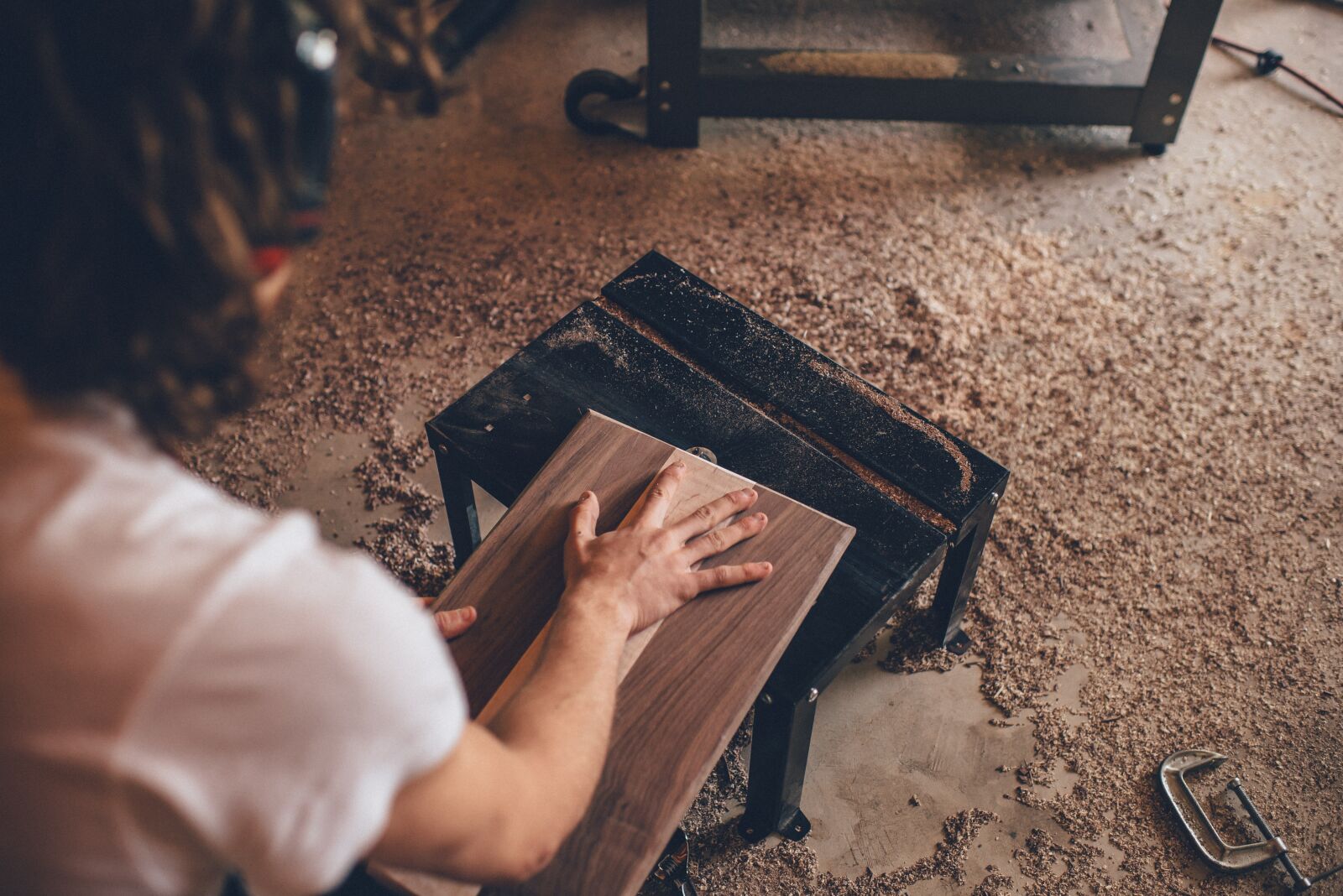 Nikon D610 sample photo. Wood, sawdust, shop photography