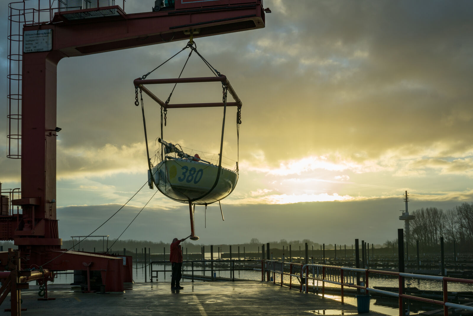 Sony a6000 + Sigma 30mm F2.8 EX DN sample photo. Cranes, at, harbor, against photography