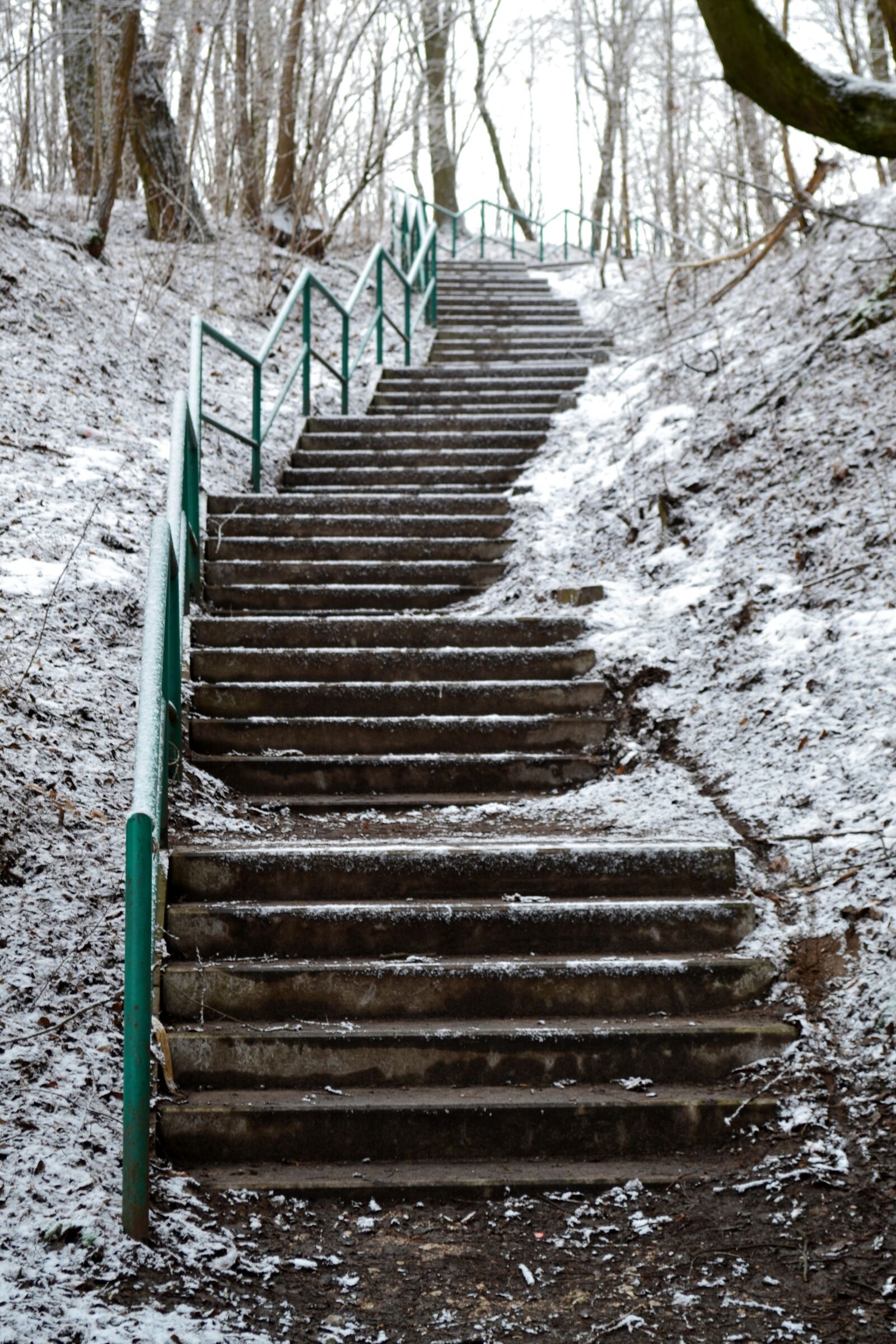 Nikon D3100 sample photo. Stairs, winter, snow photography