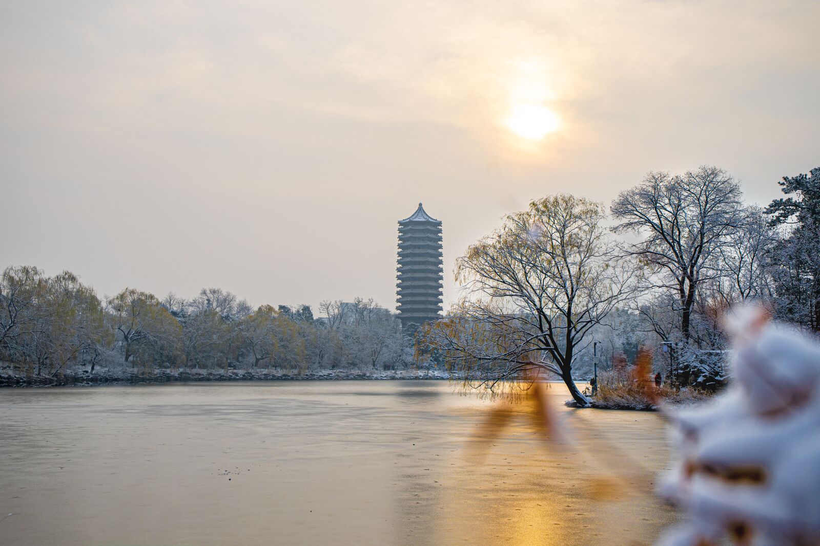 Canon EOS 6D Mark II + Canon EF 24-70mm F4L IS USM sample photo. Lake, tower, snow photography