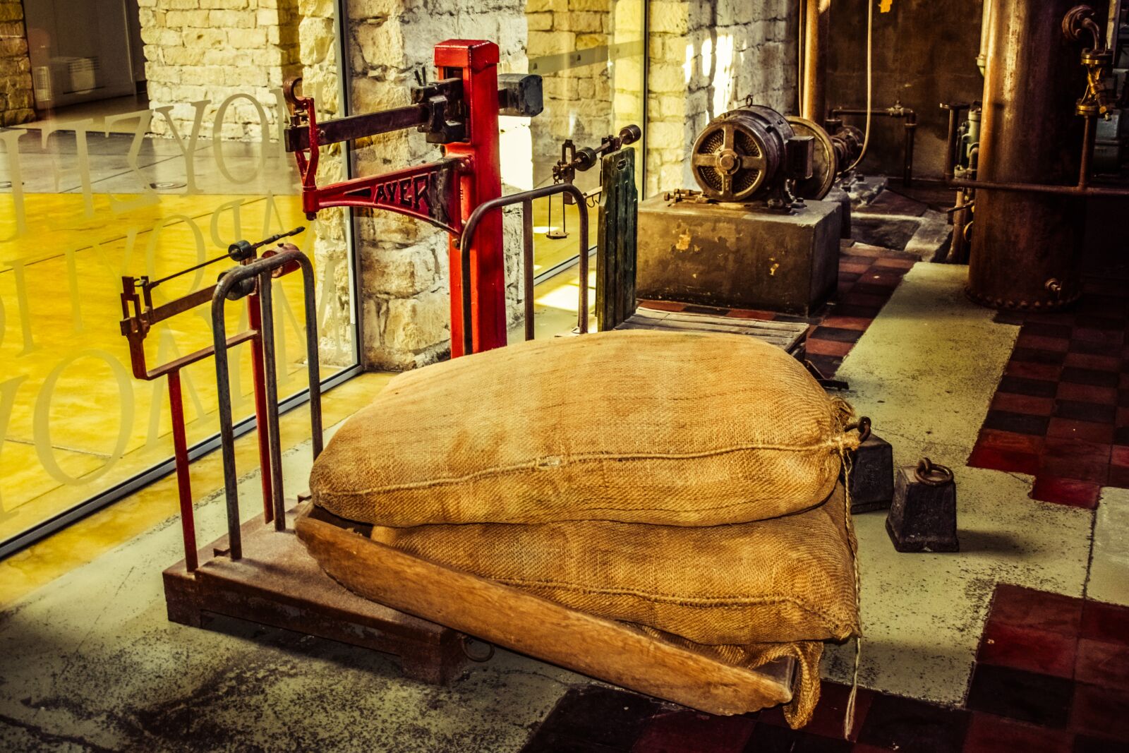 Nikon D3300 sample photo. Carob mill museum, machine photography