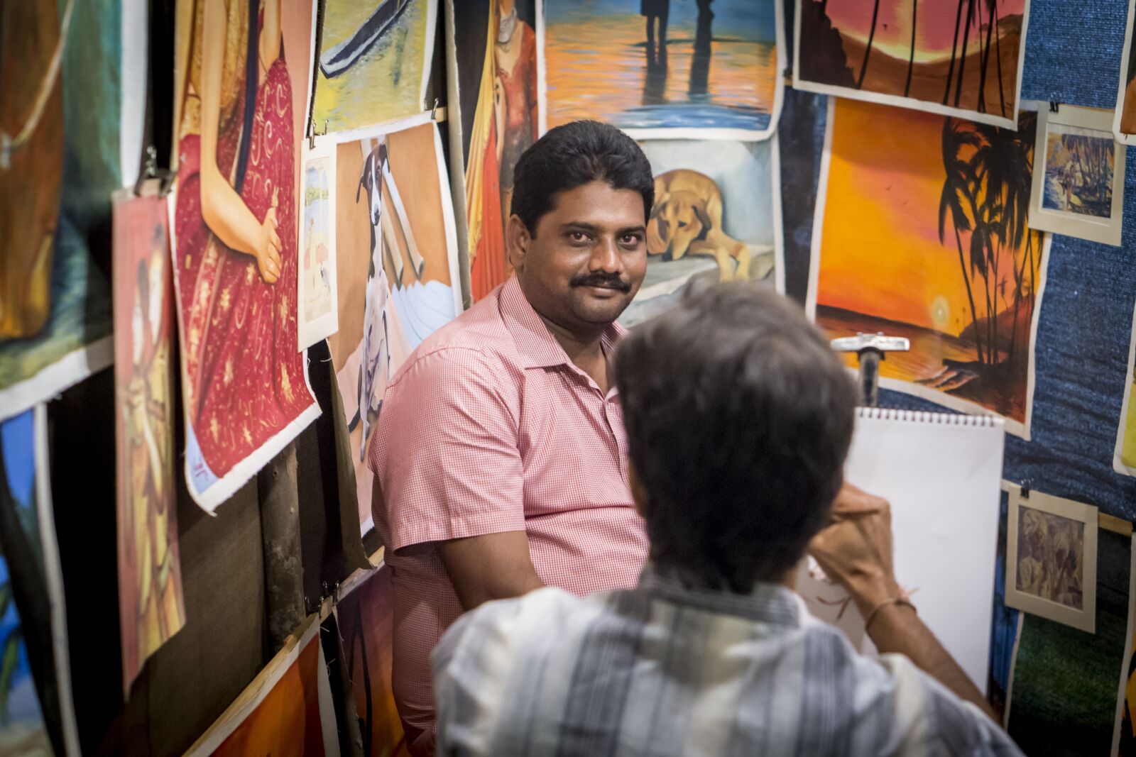 E 50mm F1.8 OSS sample photo. Painter, india, market photography