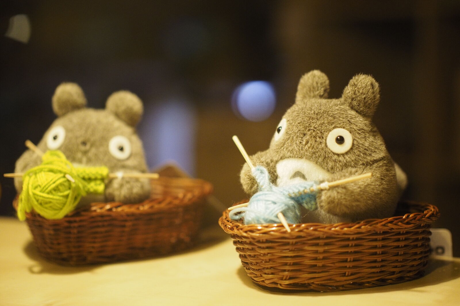 Olympus OM-D E-M1 sample photo. Totoro knitting photography