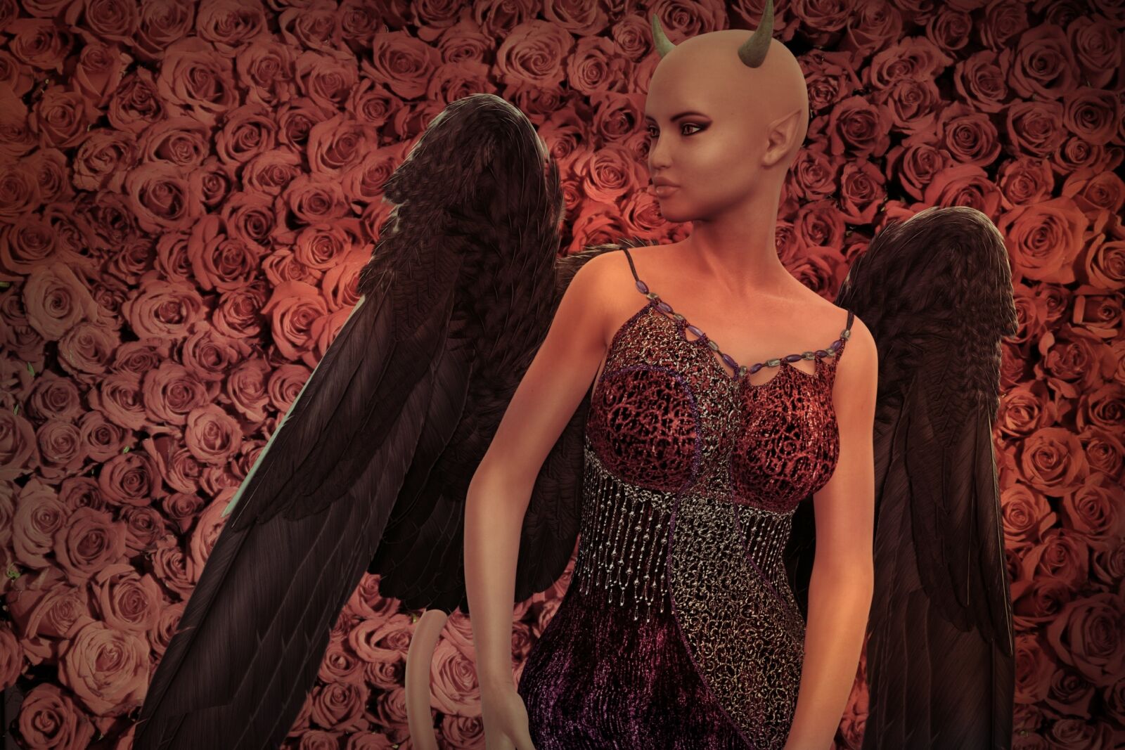 Canon EOS 10D sample photo. Angel, roses, red photography