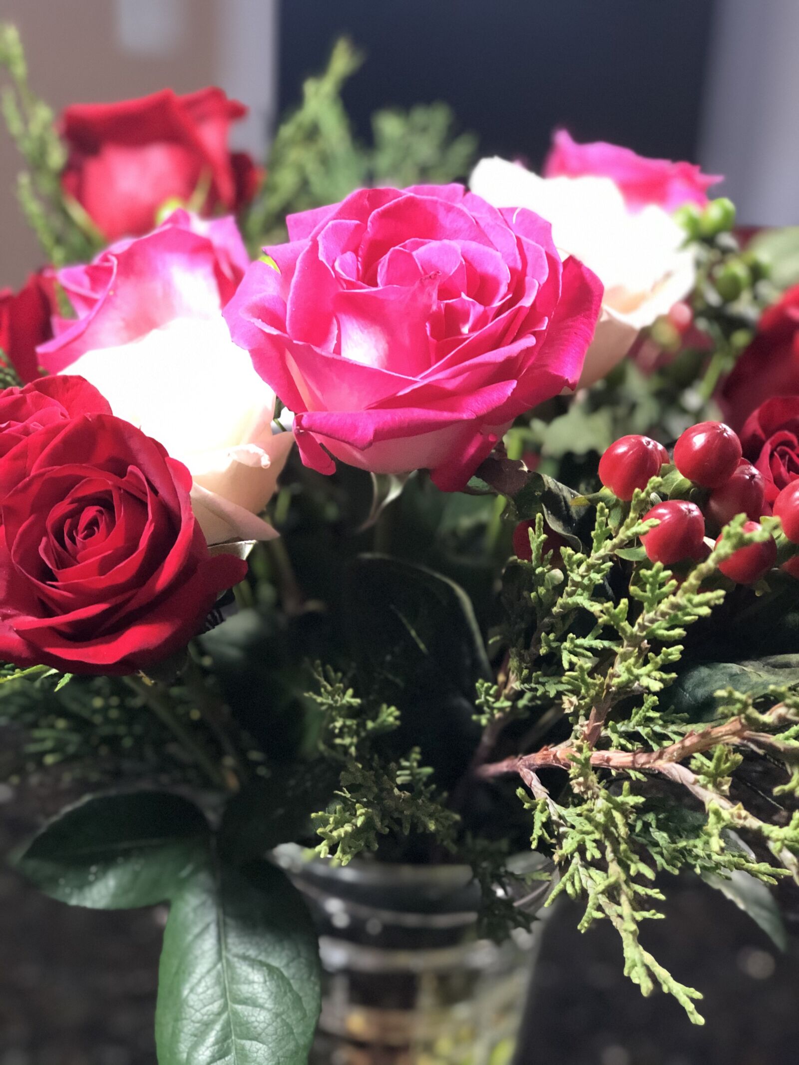 iPhone 8 Plus back dual camera 6.6mm f/2.8 sample photo. Roses, greens, wedding photography