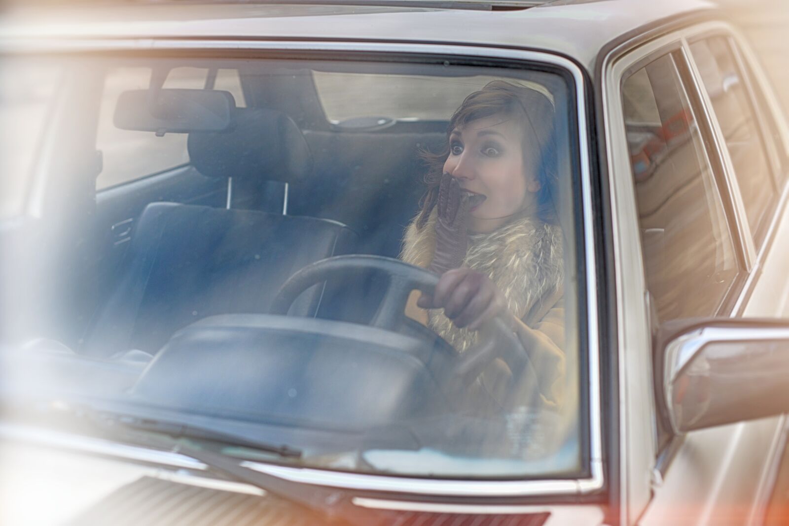 Nikon D800 sample photo. Girl in retro car photography
