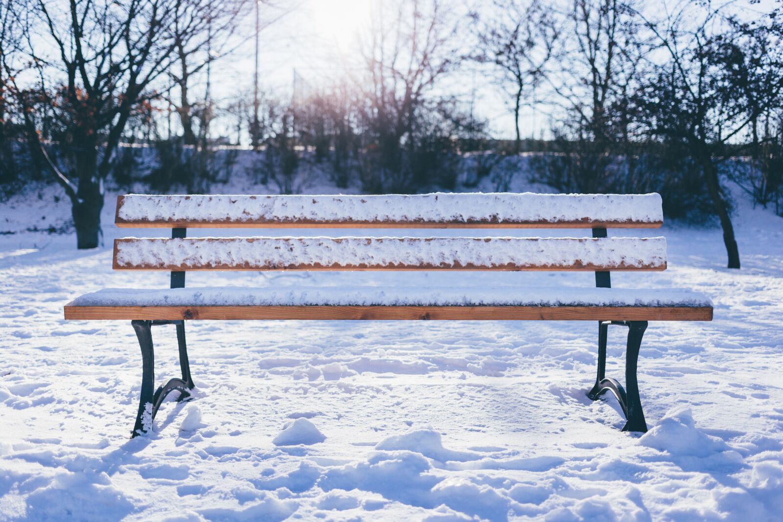 Canon EF 40mm F2.8 STM sample photo. Bench, outdoor, snow photography
