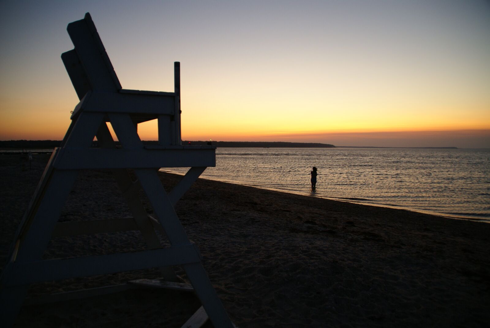 Sony Alpha DSLR-A100 sample photo. Lifeguard, beach, sunset photography