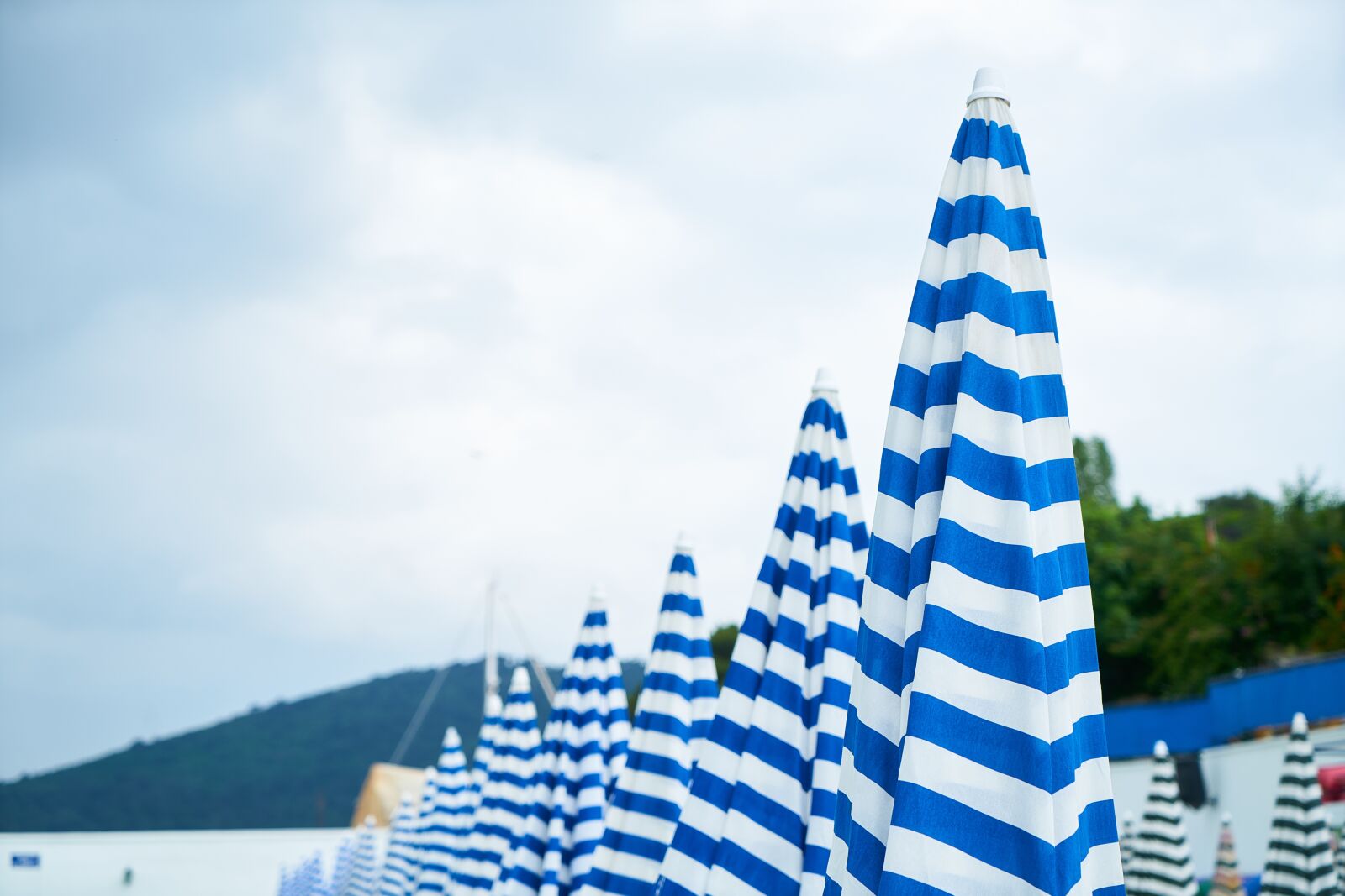 Sony a7R II sample photo. Umbrella, blue, white photography
