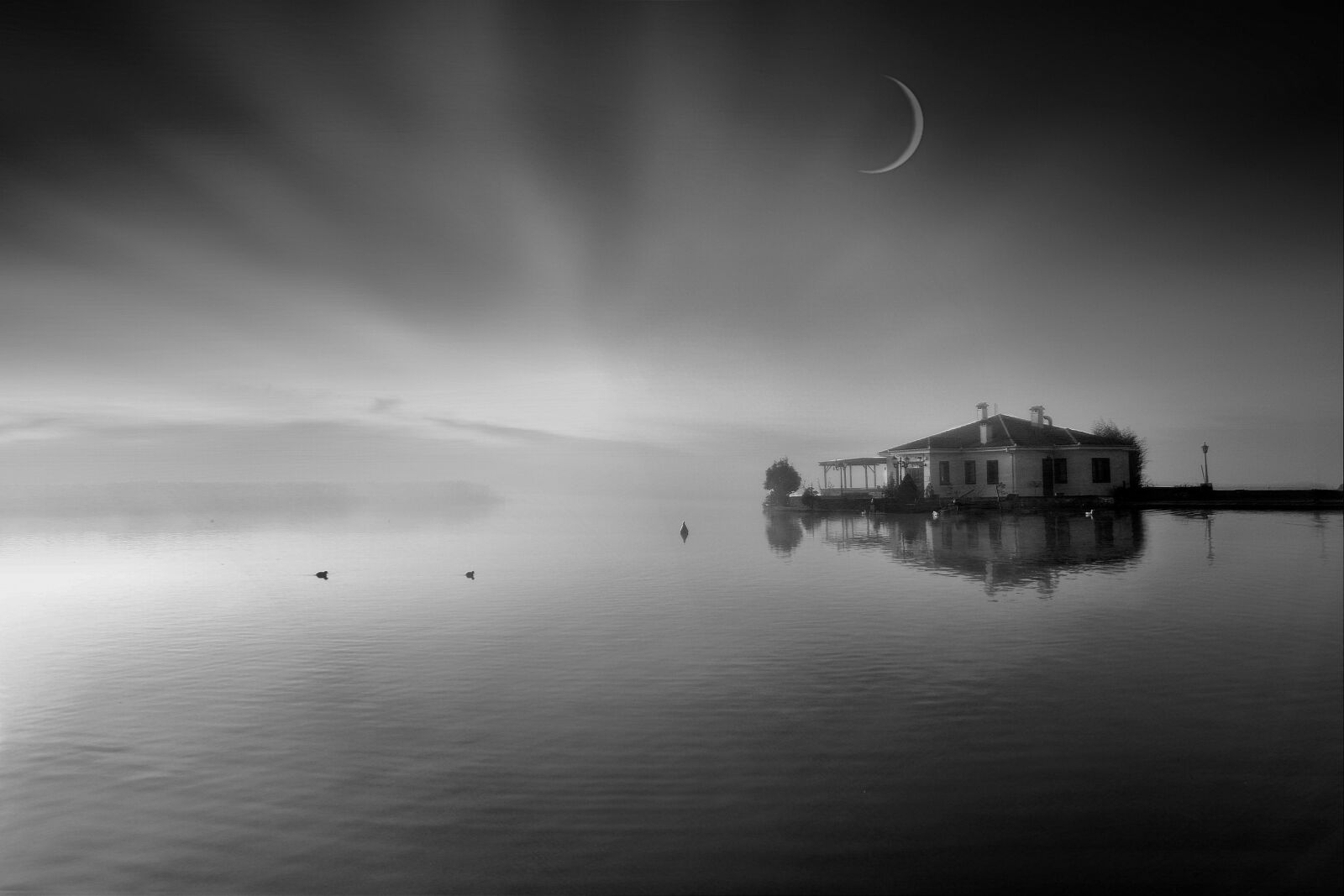 Nikon D5300 sample photo. Lake, moon, landscape photography