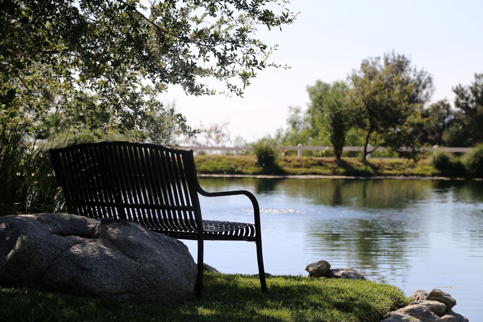 Canon EOS 6D + Canon EF 24-105mm F4L IS USM sample photo. Bench, pond, water photography