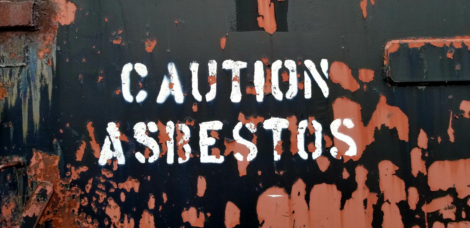 Samsung Galaxy S8+ sample photo. Caution sign, asbestos, rust photography