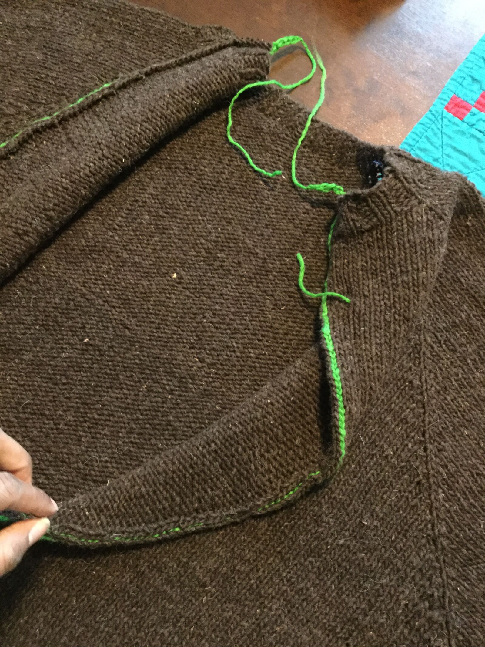 iPod touch back camera 3.3mm f/2.4 sample photo. Knitting, steeking, sweater steeking photography