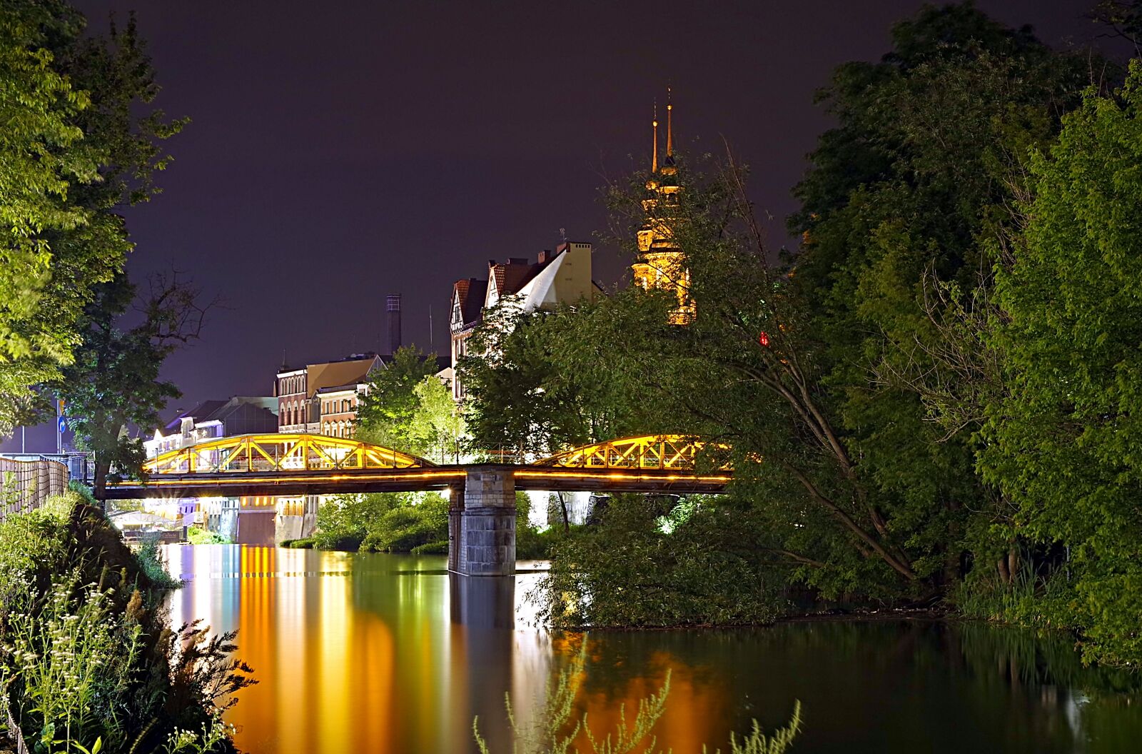Pentax K-S2 sample photo. Bridge, night, river photography