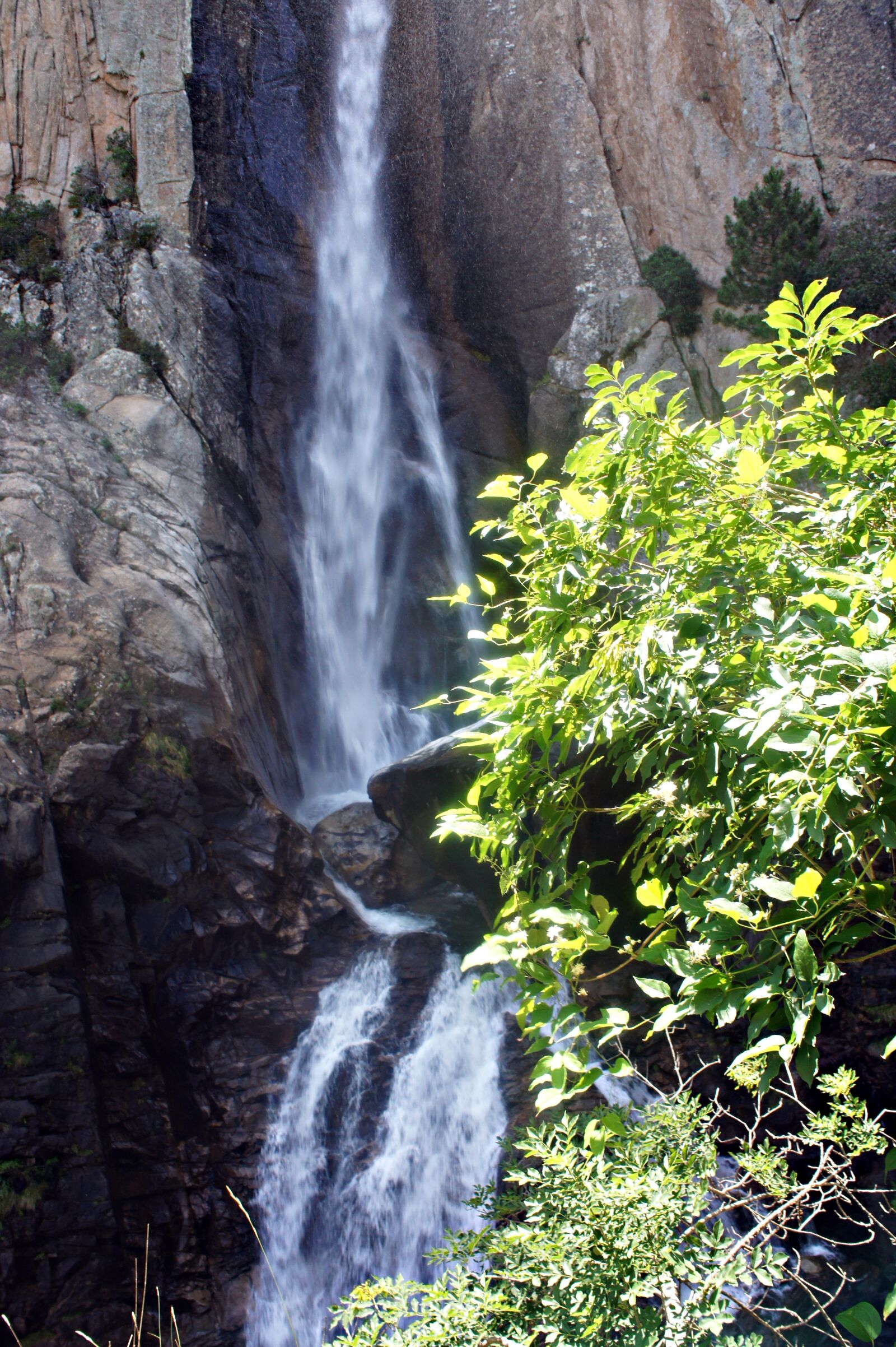 Sony Alpha NEX-3 + Sony E 18-55mm F3.5-5.6 OSS sample photo. Waterfall, sun, trees photography