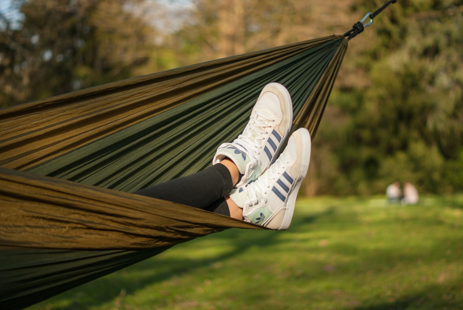 Sony Alpha DSLR-A230 + Sony DT 50mm F1.8 SAM sample photo. Hammock, sneakers, sneaker photography