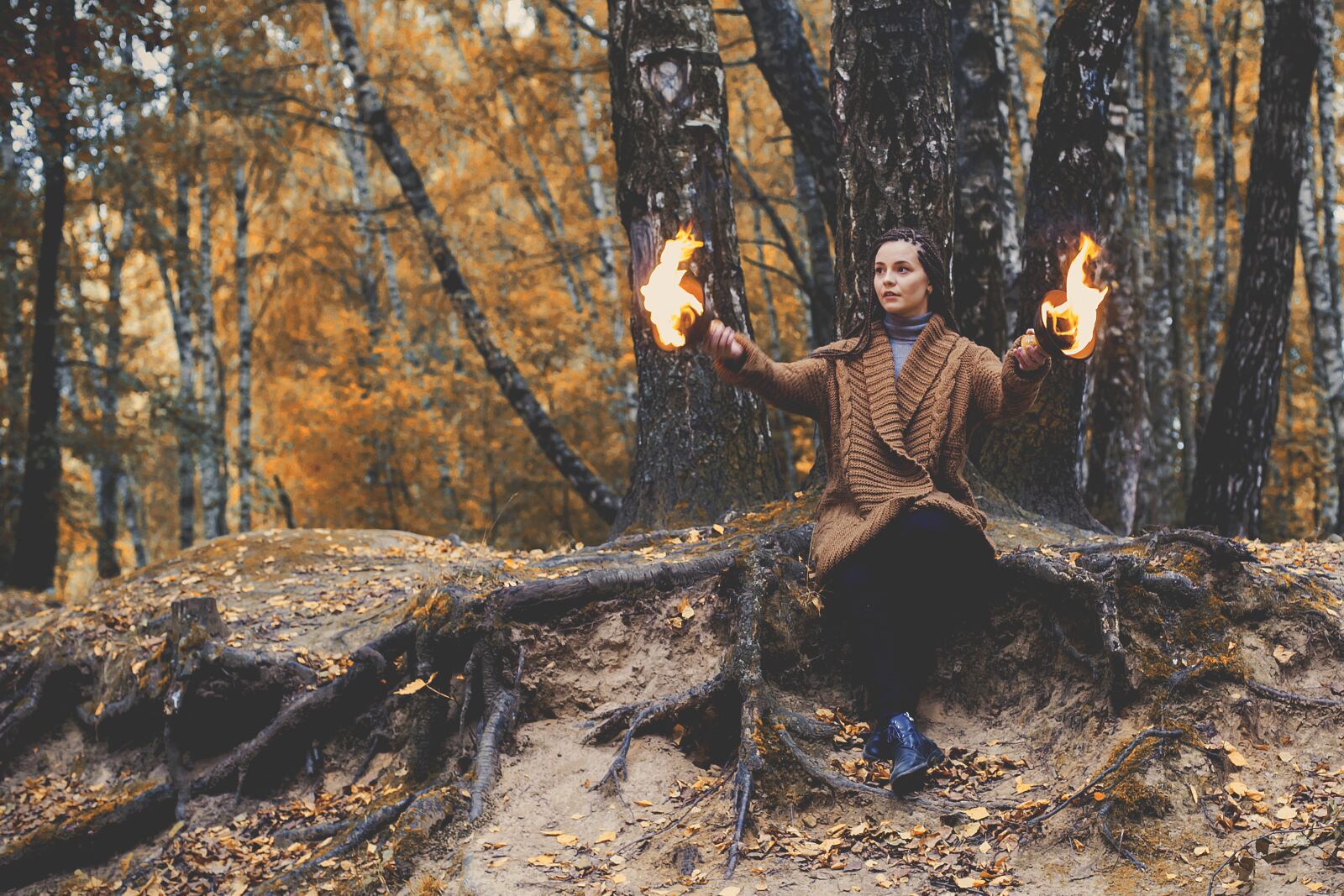 Canon EOS 6D + Canon EF 50mm F1.4 USM sample photo. Fire, autumn, shaman photography