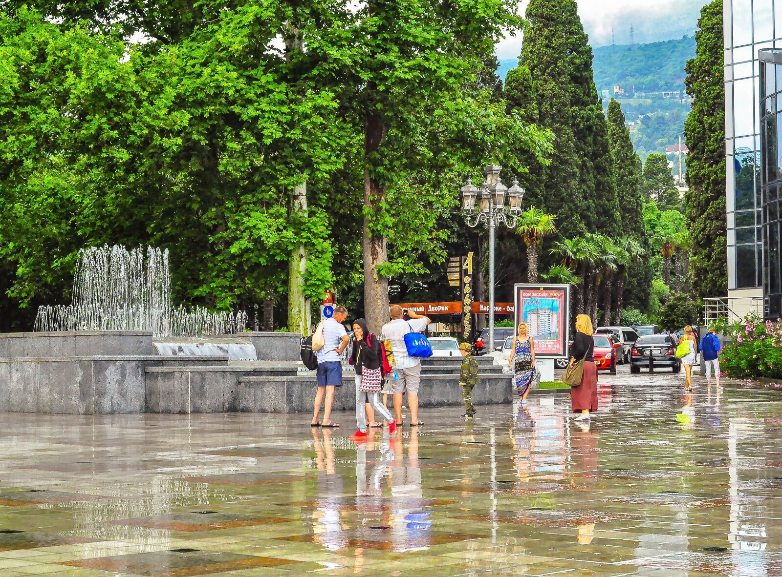 Nikon D90 sample photo. Yalta, rain, fountain photography