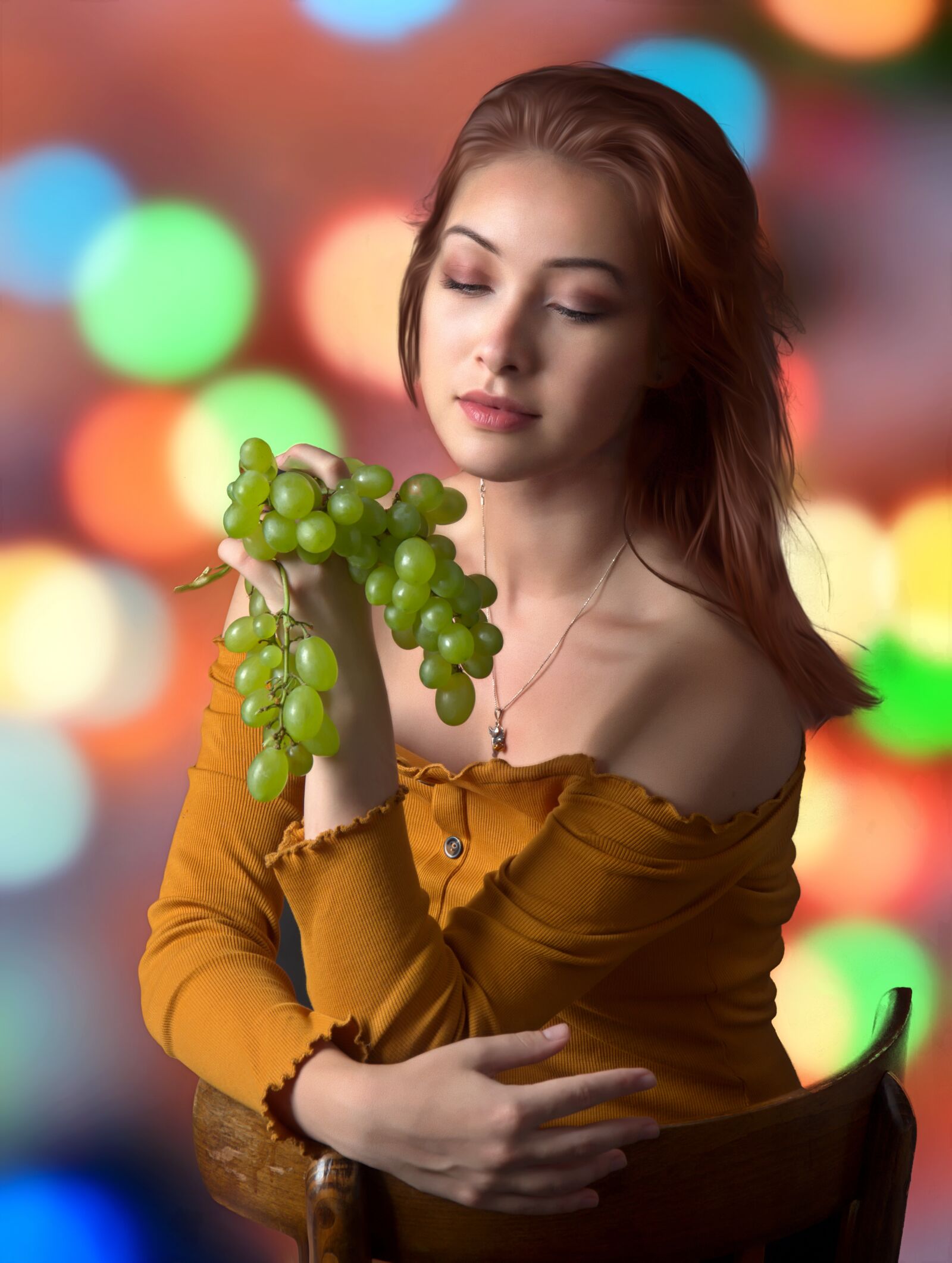 Nikon D7000 sample photo. Girl, grapes, colors photography