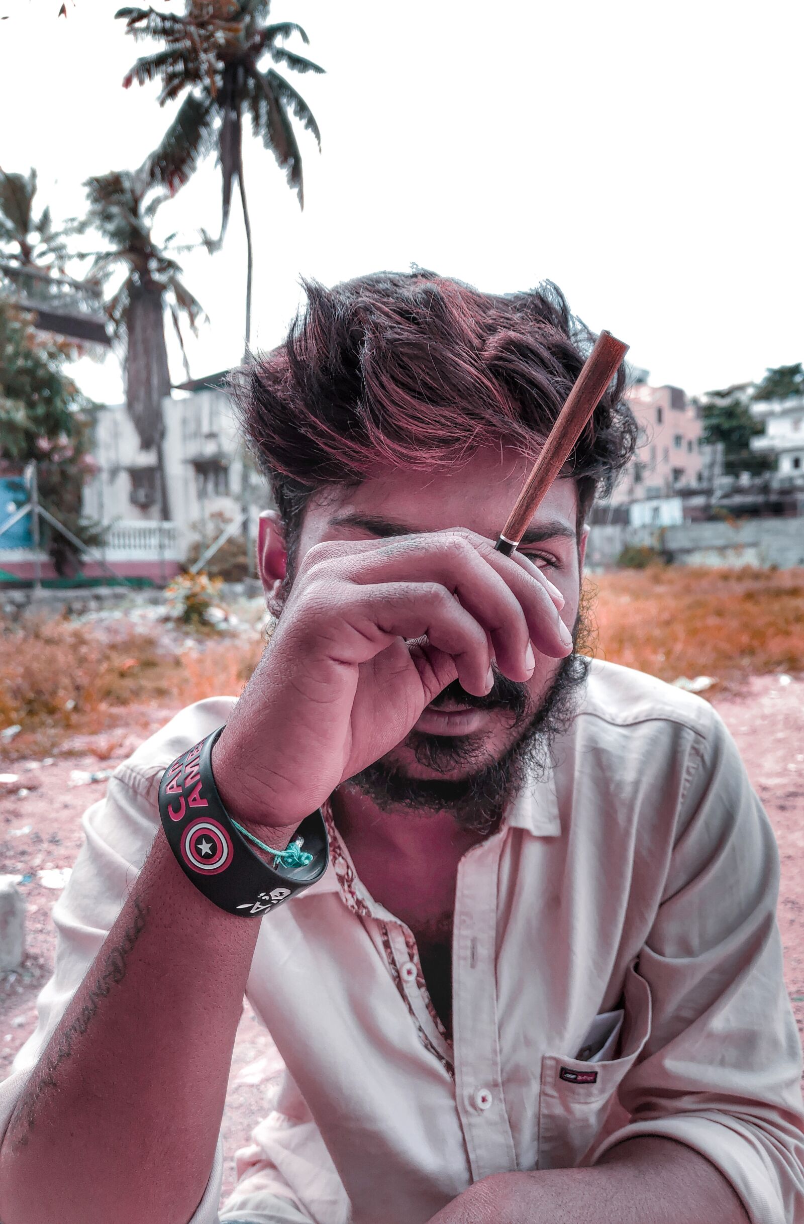 Realme XT sample photo. Hyderabad, street, weed photography