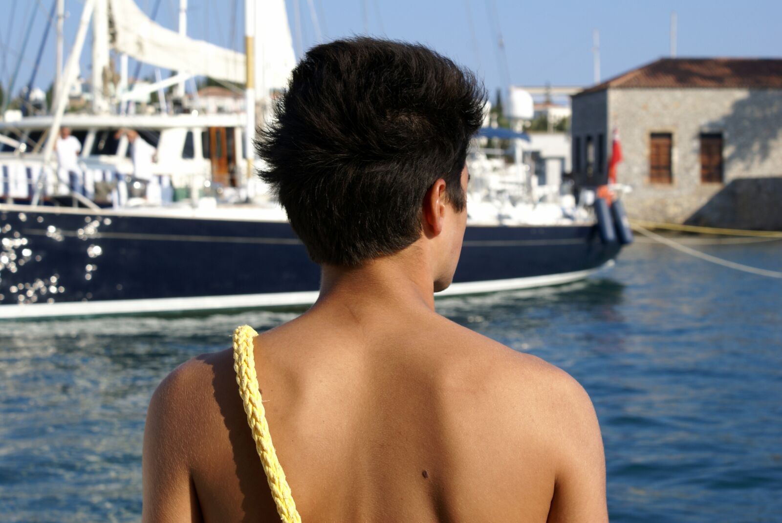 Sony Alpha DSLR-A100 sample photo. Greece, rope, docking photography