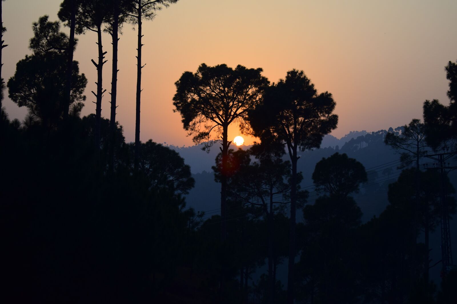 Nikon D5300 sample photo. Sunset, trees, mountains photography