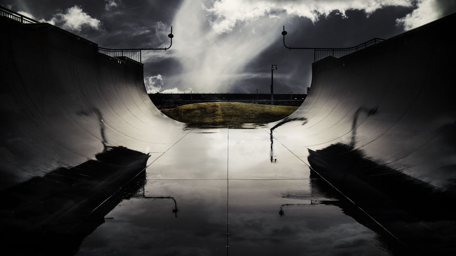 Canon EOS 6D + Canon EF 24-105mm F4L IS USM sample photo. Cloudy, dark, half pipe photography