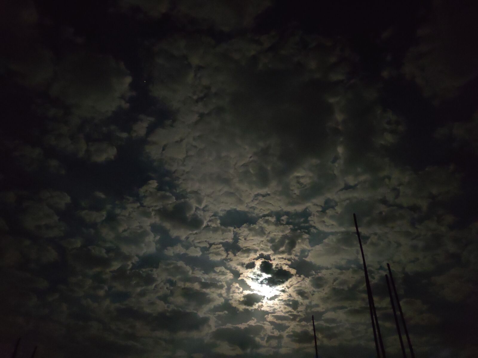 Xiaomi Redmi Note 7 Pro sample photo. Moon in clouds, sky photography