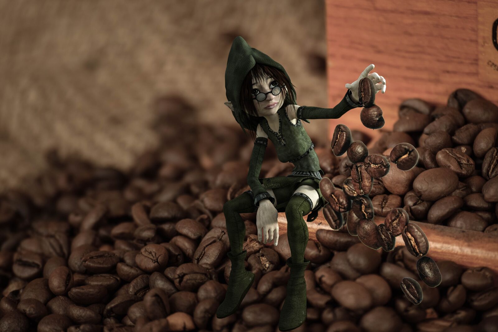 Nikon D3300 sample photo. Fantasy, kobold, coffee photography