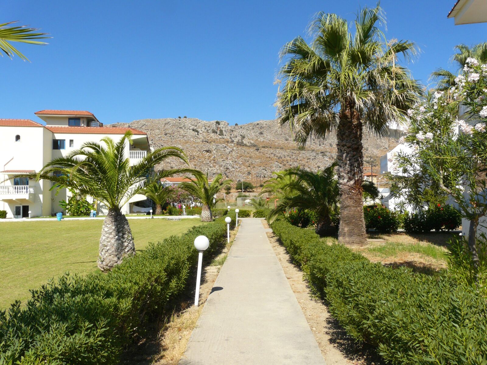 Panasonic DMC-FZ18 sample photo. Rhodes, hotel complex, palm photography