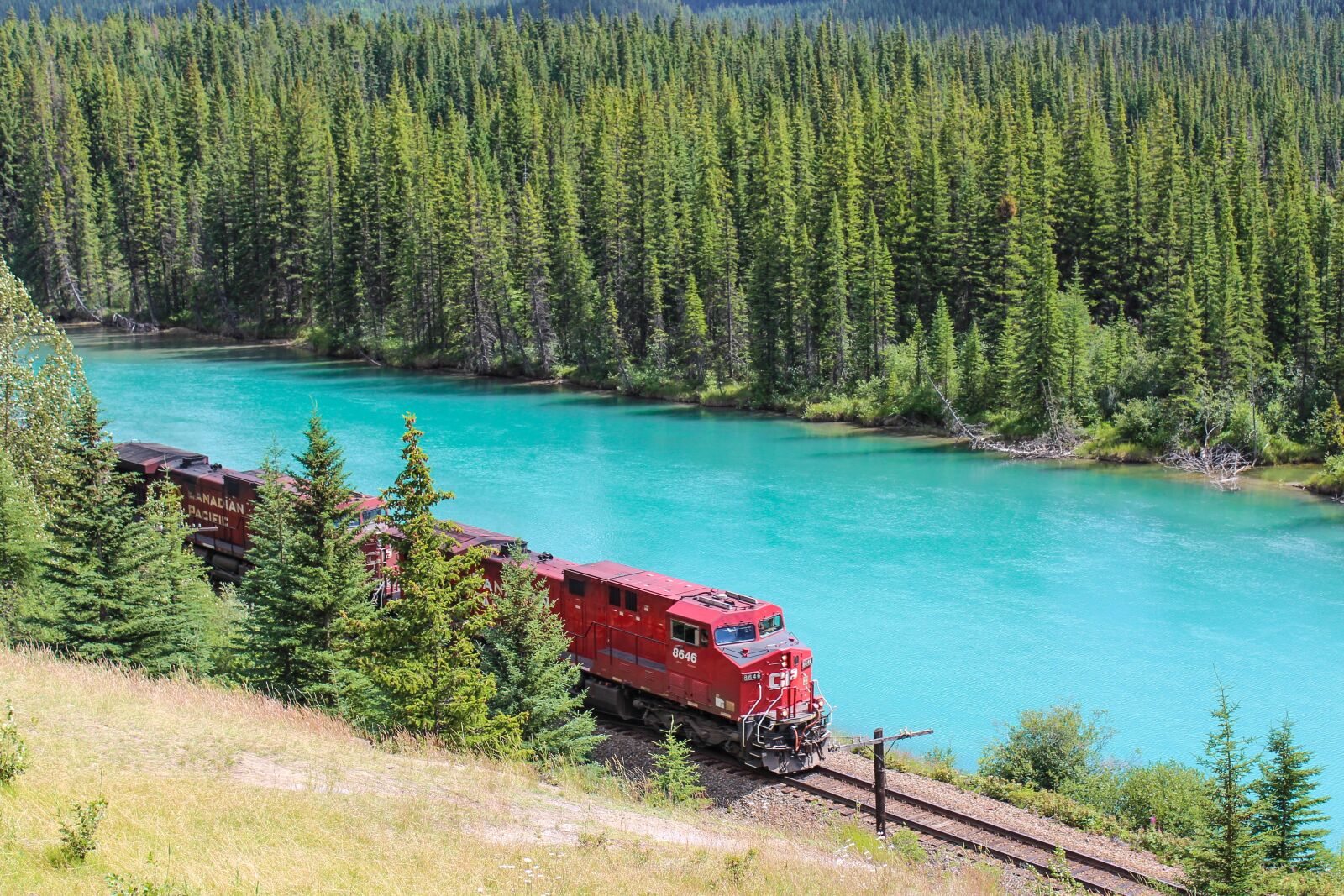 Canon EOS 600D (Rebel EOS T3i / EOS Kiss X5) sample photo. Train, engine, bow river photography