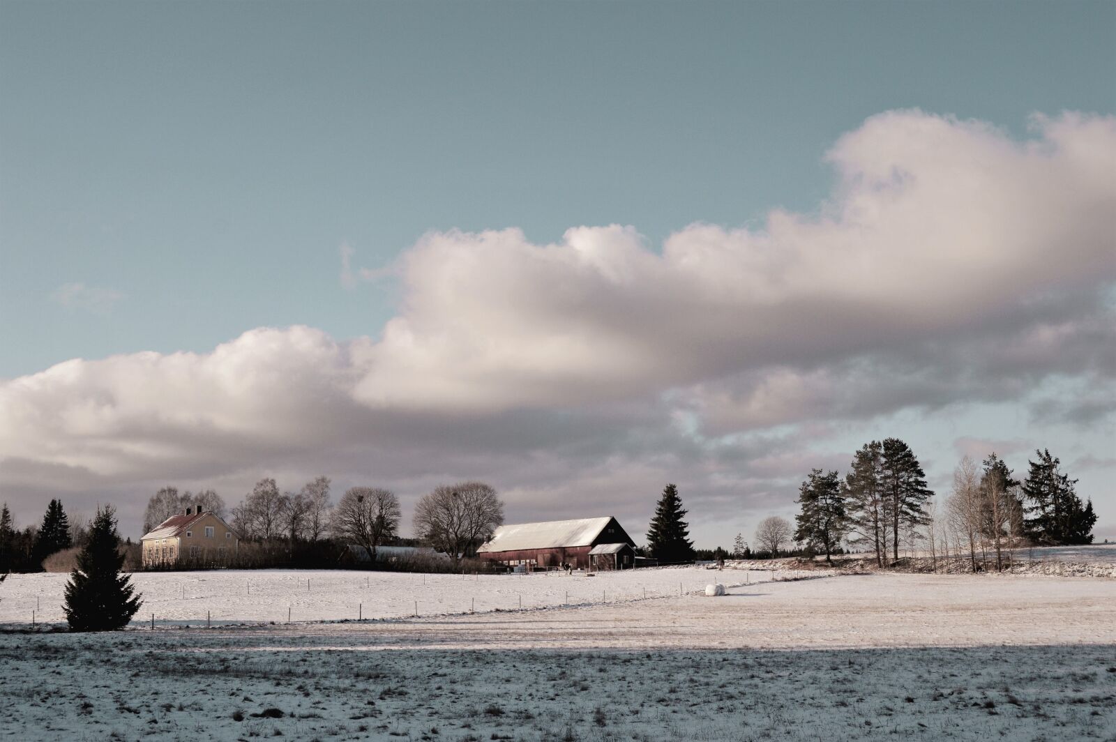 Nikon D3200 sample photo. Blue, clouds, field, house photography