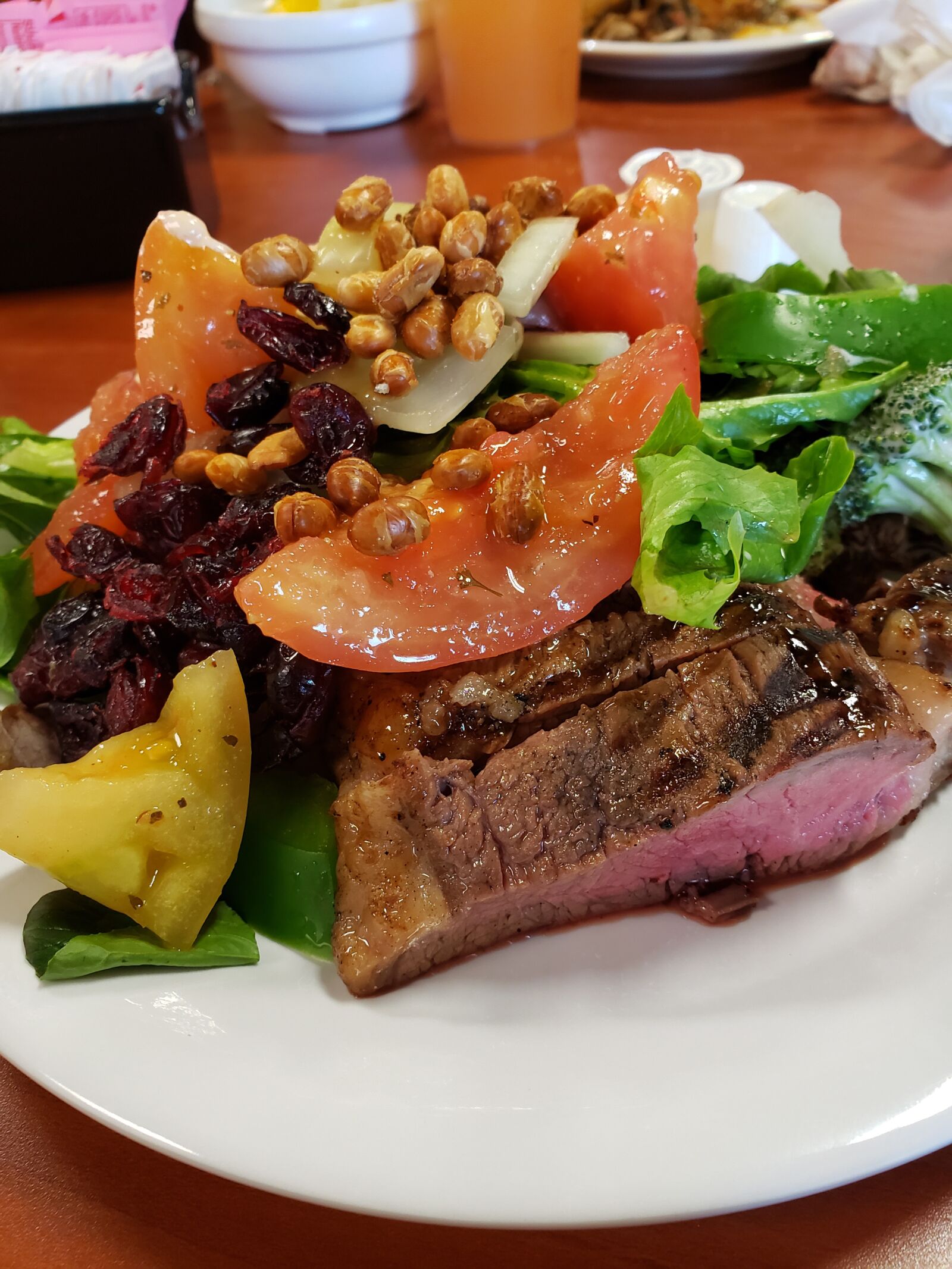 Samsung Galaxy S9 sample photo. Steak, salad, delicious photography