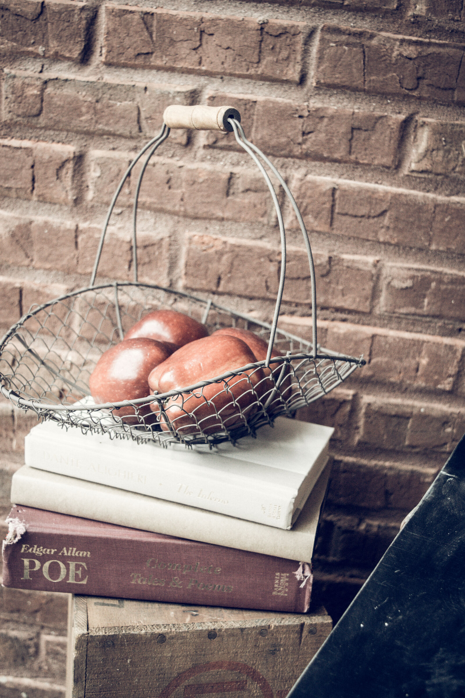 Nikon D3300 sample photo. Apples, basket, books, bricks photography