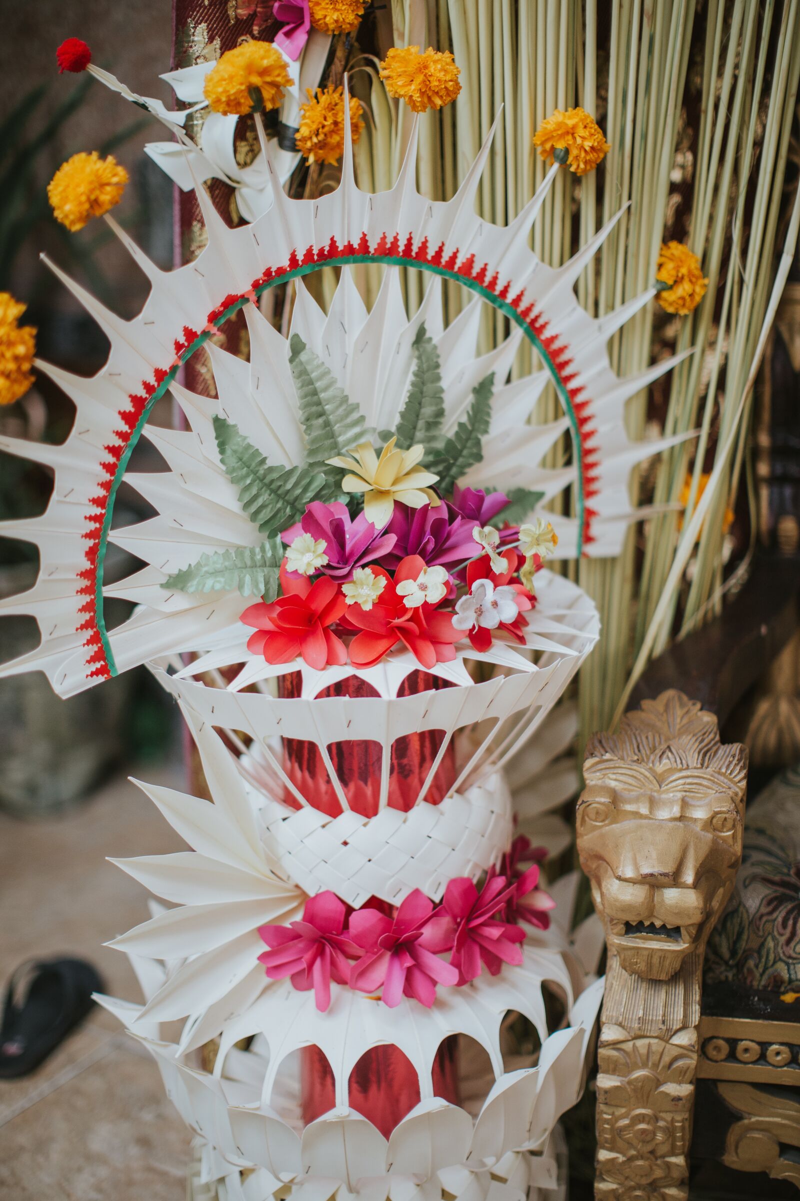Canon EF 50mm F1.2L USM sample photo. Pajegan, balinese decoration, floral photography
