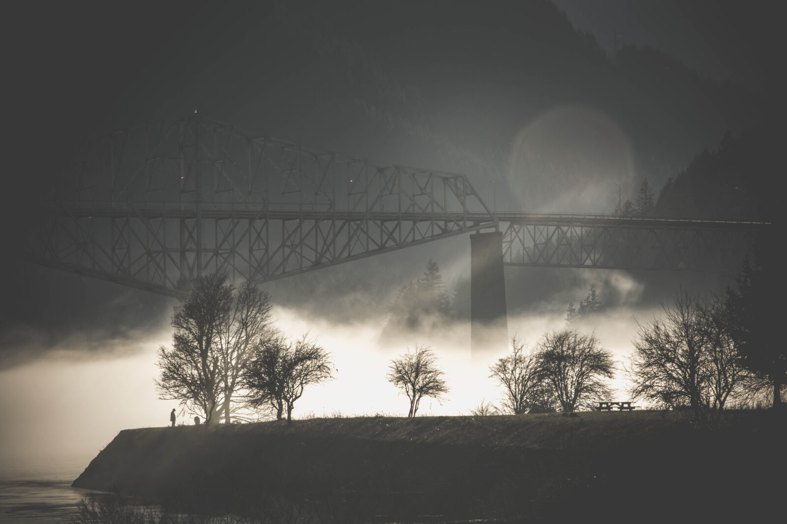 Nikon D5200 sample photo. Bridge, fog, mist, river photography