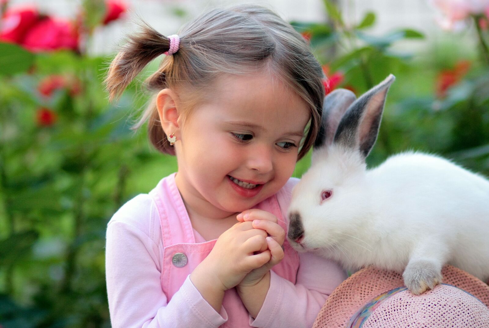 Canon EOS 450D (EOS Rebel XSi / EOS Kiss X2) sample photo. Girl, rabbit, friendship photography