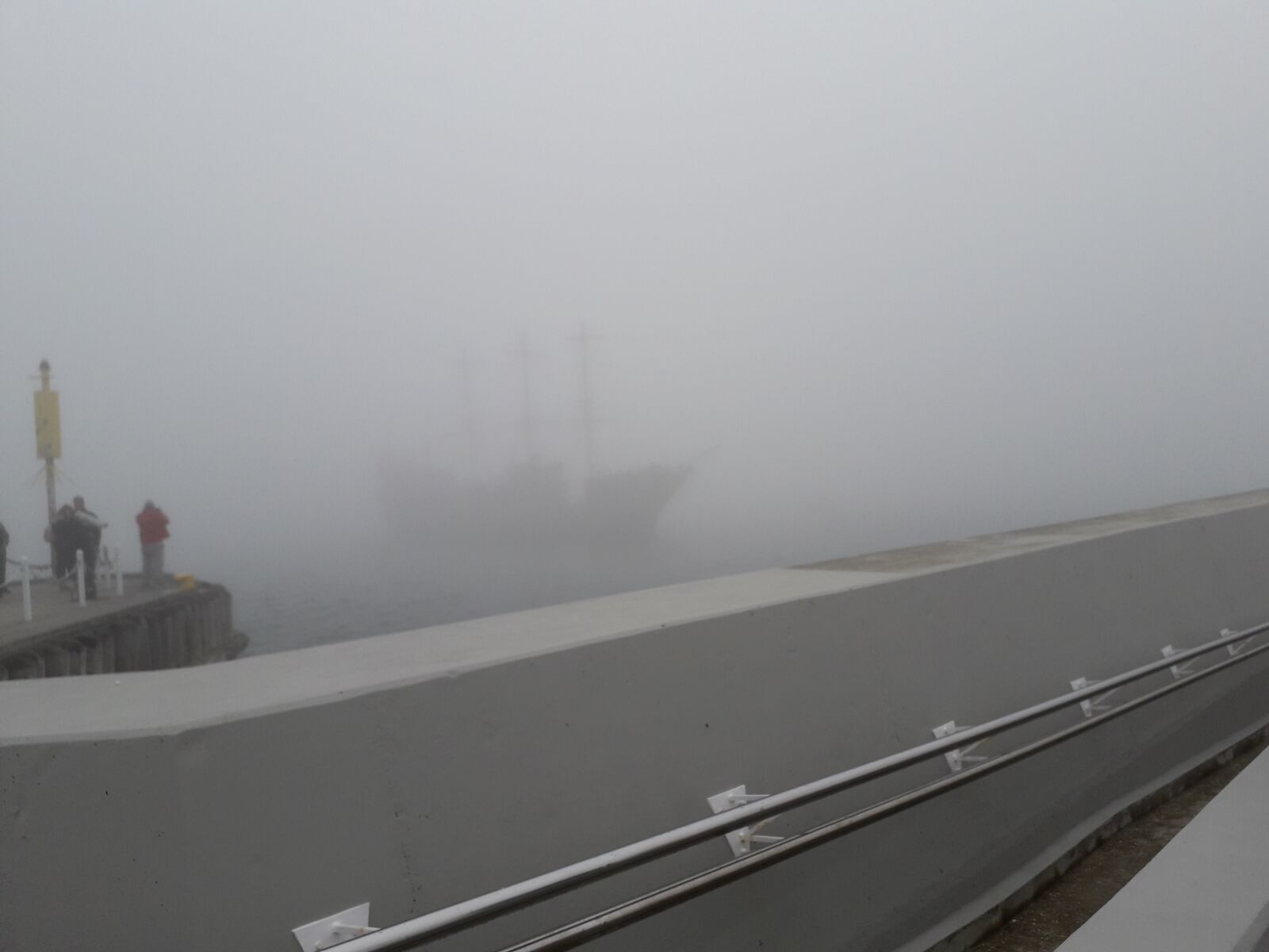 Samsung Galaxy J6 sample photo. Fog, ship, water photography